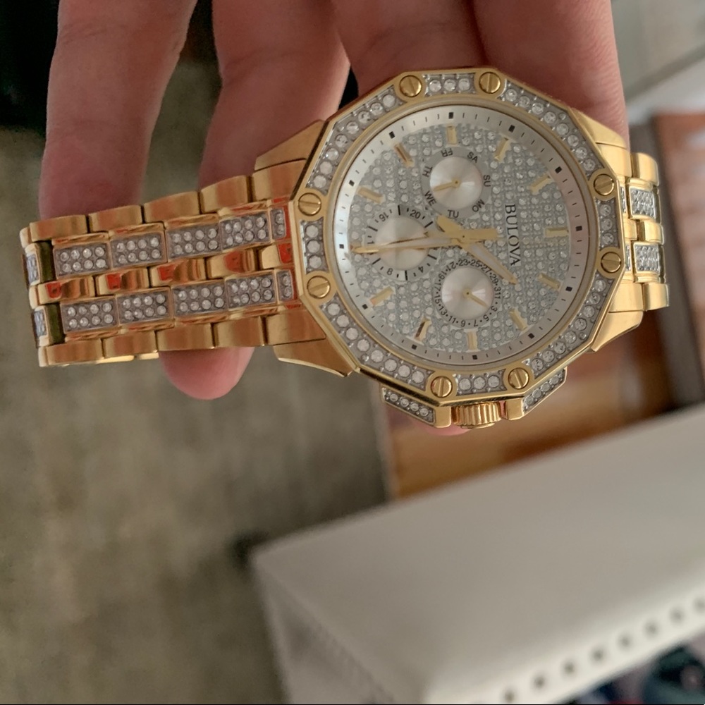 Men’s Bulova Iced Gold Watch - Picture 2 of 2